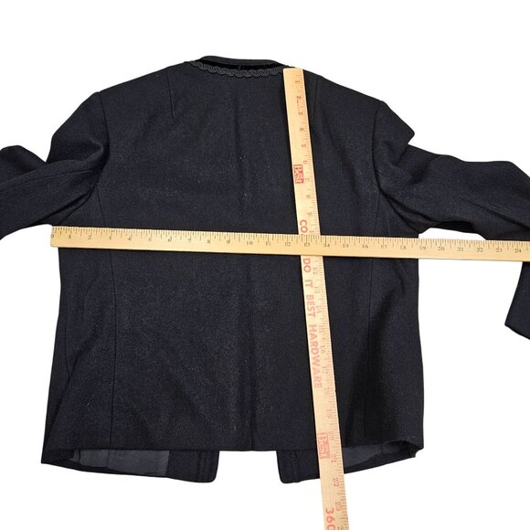 Traditional Bavarian Loden Wool Jacket Elegant Chain Buttons Embroidered Trim S - Picture 6 of 11
